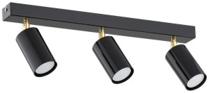 Reflektorki na szynie GU10 Idun spot 3-punktowy - czarny połysk + złoty O3153 P3 CZA LEMIR