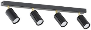 Reflektorki szyna GU10  Idun spot 4-punktowy - czarny połysk + złoty O3154 P4 CZA LEMIR