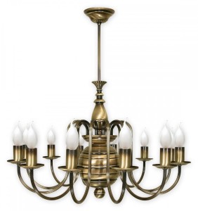 Lampa wisząca Kandelabr żyrandol świecznikowy 12-punktowy - patyna 196/W12 LEMIR