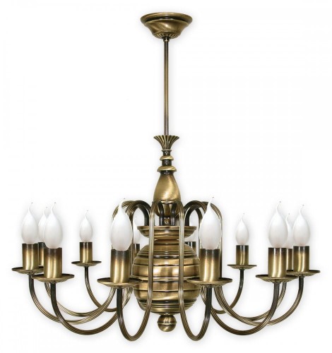 Lampa wisząca Kandelabr żyrandol świecznikowy 12-punktowy - patyna 196/W12 LEMIR