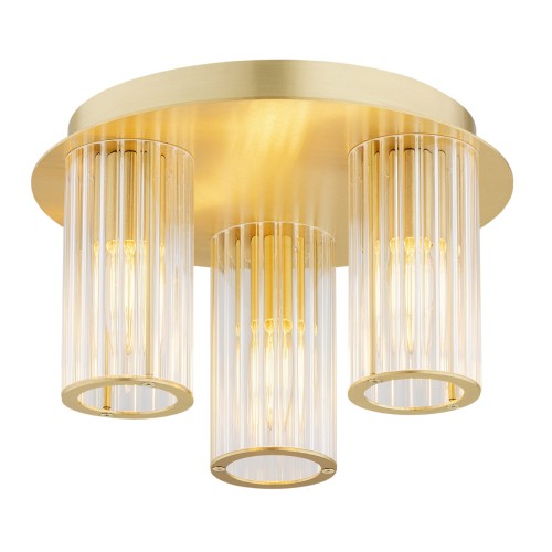 Lampa plafon 30 cm mosiądz szkło ryflowane tubki HAMPTON 6304 ARGON