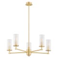 ARGON lampa wisząca żyrandol mosiądz szkło ryflowane 62cm HAMPTON 2177 