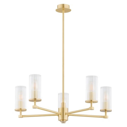 Lampa wisząca żyrandol mosiądz szkło ryflowane 62cm HAMPTON 2177 Argon