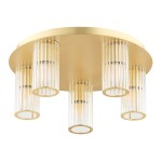 Lampa sufitowa plafon 45cm mosiądz szkło ryflowane tubki HAMPTON 2178 ARGON