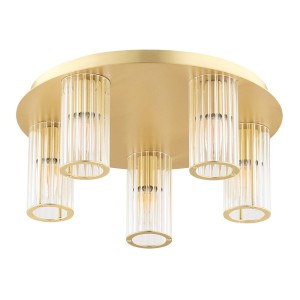 Lampa sufitowa plafon 45cm mosiądz szkło ryflowane tubki HAMPTON 2178 ARGON