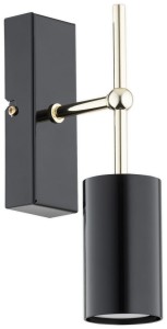 Lampa Frigga kinkiet 1-punktowy - czarny połysk + złoty O3140 K1 CZA  Lemir