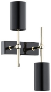 Lampa Frigga kinkiet zygzak 2-punktowy - czarny połysk + złoty O3142 K2 CZA Lemir