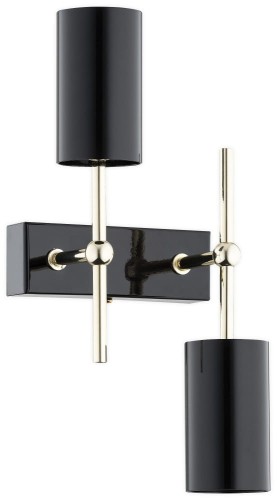 Lampa Frigga kinkiet zygzak 2-punktowy - czarny połysk + złoty O3142 K2 CZA Lemir