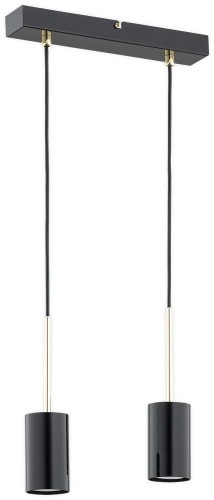 Lampa wisząca  Frigga listwa 2-punktowa - czarny połysk + złoty O3146 W2 CZA Lemir