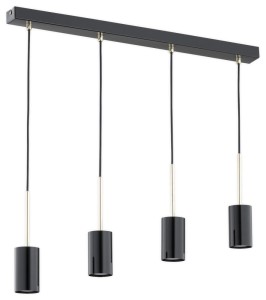 Lampa wisząca Frigga listwa 4-punktowa - czarny połysk + złoty O3148 W4 CZA Lemir