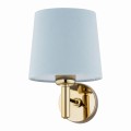 Kinkiet złoty, błękit abażur stal tkanina aksamit mosiądz PONTE 4347