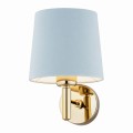 Kinkiet złoty, błękit abażur stal tkanina aksamit mosiądz PONTE 4347