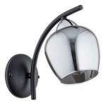 Lampa ścienna Maral kinkiet 1-punktowy - czarny matowy + chrom - grafitowy półprzezroczysty O3070 K1 CZA + CH Lemir