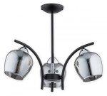 Lampa Maral żyrandol 3-punktowy - czarny matowy + chrom - grafitowy półprzezroczysty O3073 W3 CZA + CH Lemir