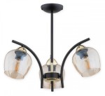 Lampa Maral żyrandol 3-punktowy - czarny matowy + złoty - bursztynowy półprzezroczysty O3073 W3 CZA + ZL Lemir