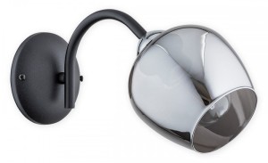 Lampa Katla kinkiet 1-punktowy - czarny matowy + chrom - grafitowy półprzezroczysty O3060 K1 CZA + CH Lemir