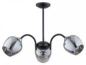 Lampa Katla żyrandol 3-punktowy - czarny matowy + chrom - grafitowy półprzezroczysty O3063 W3 CZA + CH Lemir