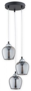 Lampa Margo zwis 3-punktowy - czarny matowy + chrom - grafitowy półprzezroczysty O2993 W3 CZA + CH Lemir