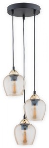 Lampa  Margo zwis 3-punktowy - czarny matowy + złoty - bursztynowy półprzezroczysty O2993 W3 CZA + ZL Lemir