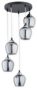 Lampa Margo zwis 5-punktowy - czarny matowy + chrom - grafitowy półprzezroczysty O2995 W5 CZA + CH Lemir