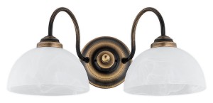 Lampa ścienna Felix kinkiet 2-punktowy - patyna - biały alabaster O3191 K2 PAT Lemir