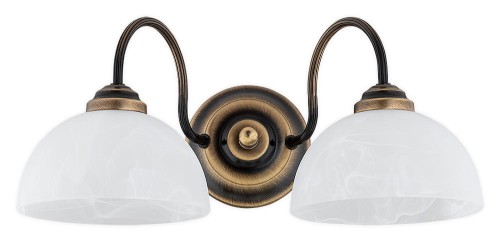 Lampa ścienna Felix kinkiet 2-punktowy - patyna - biały alabaster O3191 K2 PAT Lemir