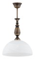 Lampa wisząca Felix zwis duży 1-punktowy - patyna - biały alabaster O3197 W1 PAT Lemir