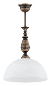 Lampa wisząca Felix zwis duży 1-punktowy - patyna - biały alabaster O3197 W1 PAT Lemir