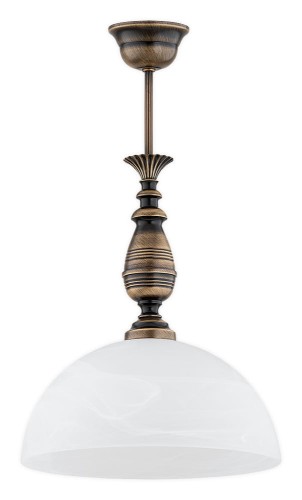Lampa wisząca Felix zwis duży 1-punktowy - patyna - biały alabaster O3197 W1 PAT Lemir