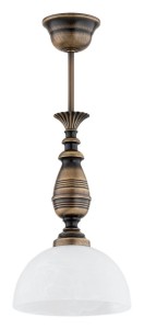 Lampa wisząca  Felix zwis mały 1-punktowy - patyna - biały alabaster O3192 W1 PAT Lemir