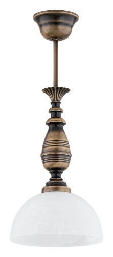 Lampa wisząca  Felix zwis mały 1-punktowy - patyna - biały alabaster O3192 W1 PAT Lemir