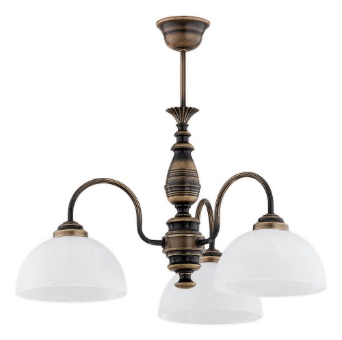 Lampa wisząca Felix żyrandol 3-punktowy - patyna - biały alabaster O3193 W3 PAT Lemir