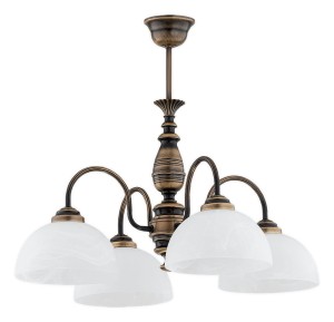 Lampa wisząca Felix żyrandol 4-punktowy - patyna - biały alabaster O3194 W4 PAT Lemir