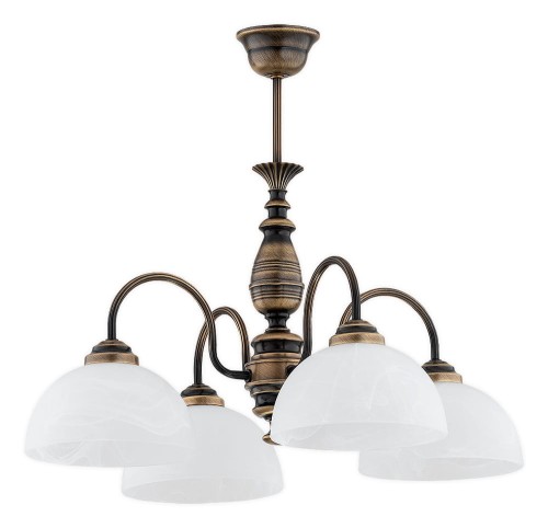 Lampa wisząca Felix żyrandol 4-punktowy - patyna - biały alabaster O3194 W4 PAT Lemir
