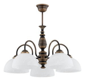 Lampa wisząca  Felix żyrandol 5-punktowy - patyna - biały alabaster O3195 W5 PAT Lemir