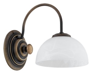 Lampa Delos kinkiet 1-punktowy - patyna - biały alabaster O3380 K1 PAT