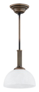 Lampa wisząca Delos zwis mały 1-punktowy - patyna - biały alabaster O3382 W1 PAT