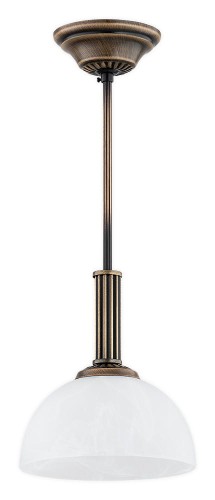 Lampa wisząca Delos zwis mały 1-punktowy - patyna - biały alabaster O3382 W1 PAT