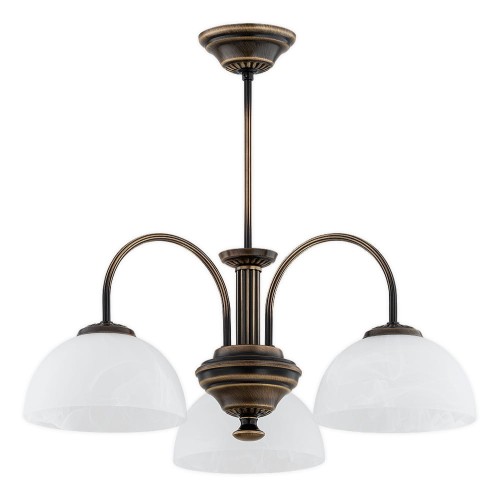 Lampa wisząca Delos żyrandol 3-punktowy - patyna - biały alabaster O3383 W3 PAT Lemir