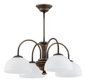 Lampa wisząca Delos żyrandol 4-punktowy - patyna - biały alabaster O3384 W4 PAT Lemir