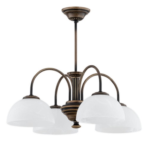Lampa wisząca Delos żyrandol 4-punktowy - patyna - biały alabaster O3384 W4 PAT Lemir