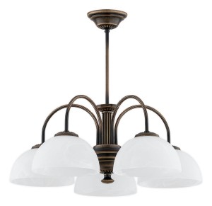 Lampa wiszaca  Delos żyrandol 5-punktowy - patyna - biały alabaster O3385 W5 PAT Lemir