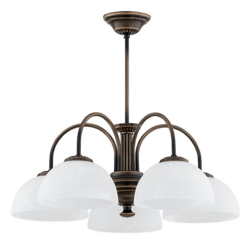 Lampa wisząca  Delos żyrandol 5-punktowy - patyna - biały alabaster O3385 W5 PAT Lemir