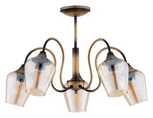 Lampa Julia żyrandol 5-punktowy - patyna - bursztynowy półprzezroczysty O3565 W5 PAT Lemir