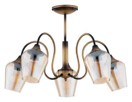 Lampa Julia żyrandol 5-punktowy - patyna - bursztynowy półprzezroczysty O3565 W5 PAT Lemir
