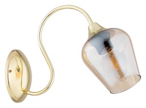 Lampa Julia kinkiet 1-punktowy - złoty - bursztynowy półprzezroczysty O3560 K1 ZL Lemir