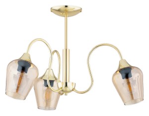 Lampa Julia żyrandol 3-punktowy - złoty - bursztynowy półprzezroczysty O3563 W3 ZL Lemir