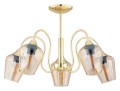 Lampa Julia żyrandol 5-punktowy - złoty - bursztynowy półprzezroczysty O3565 W5 ZL Lemir