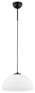 Lampa wisząca  Klara zwis długi 1-punktowy - czarny połysk - biały alabaster O3532 W1 CZA Lemir