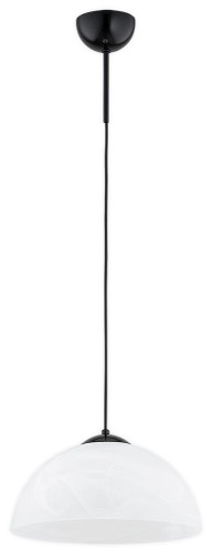 Lampa wisząca  Klara zwis długi 1-punktowy - czarny połysk - biały alabaster O3532 W1 CZA Lemir